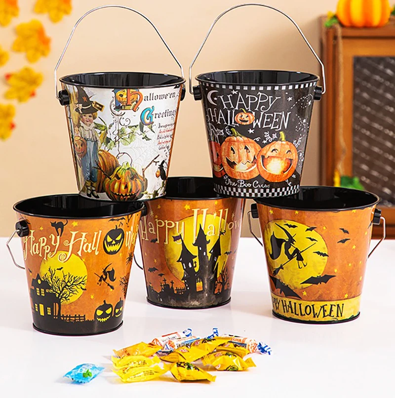 Creative Halloween Atmosphere Hand-Held Candy Bucket Halloween Party Decoration Supplies Pumpkin Bucket Candy Storage Props