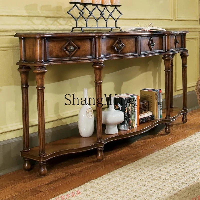 

SM solid wood entrance table retro old entrance table entrance hall wall decorative cabinet
