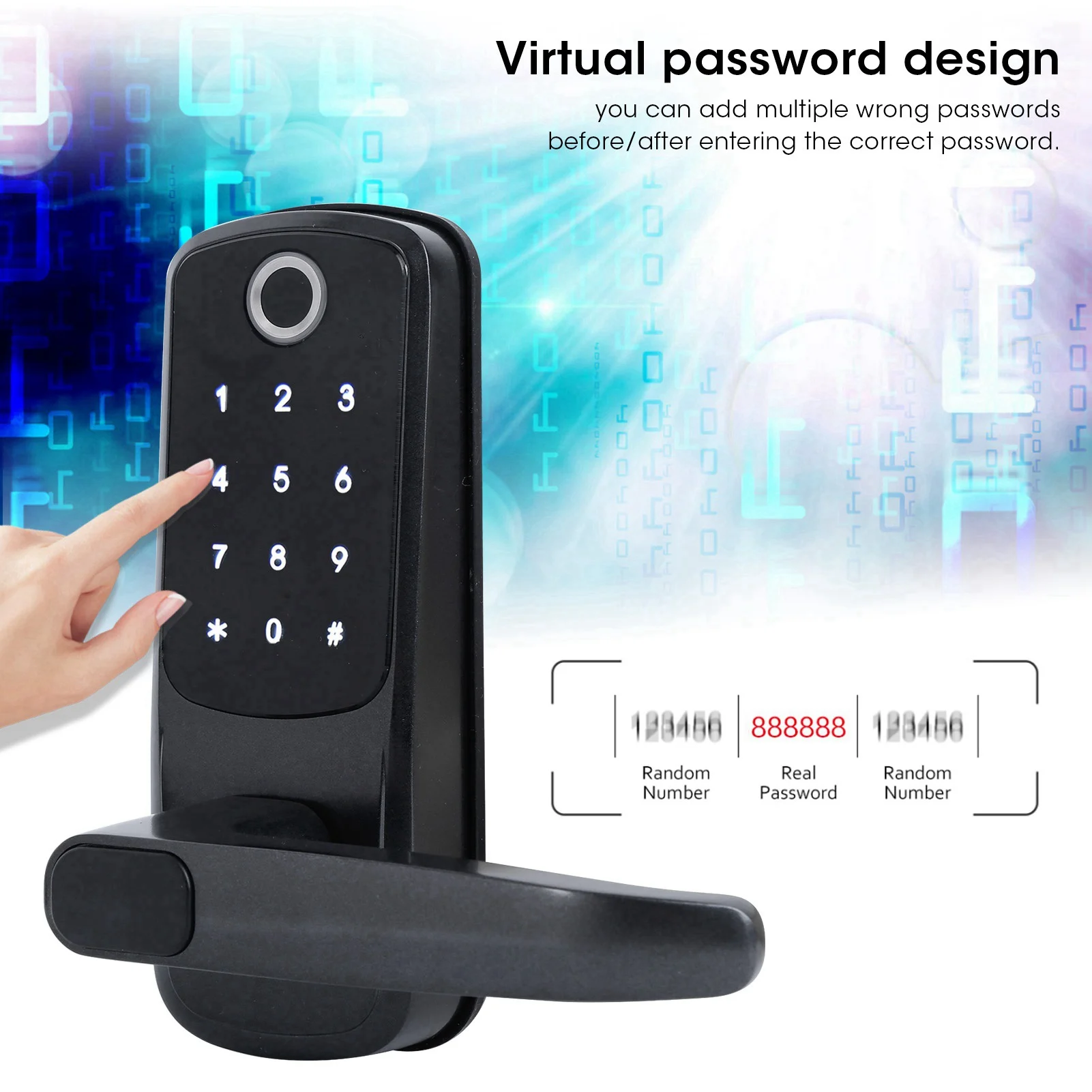 

Biometric Fingerprint Door Lock Bluetooth APP Password with Mechanical Key for Voice Control Lock for TTLOCK APP Home Anti Theft