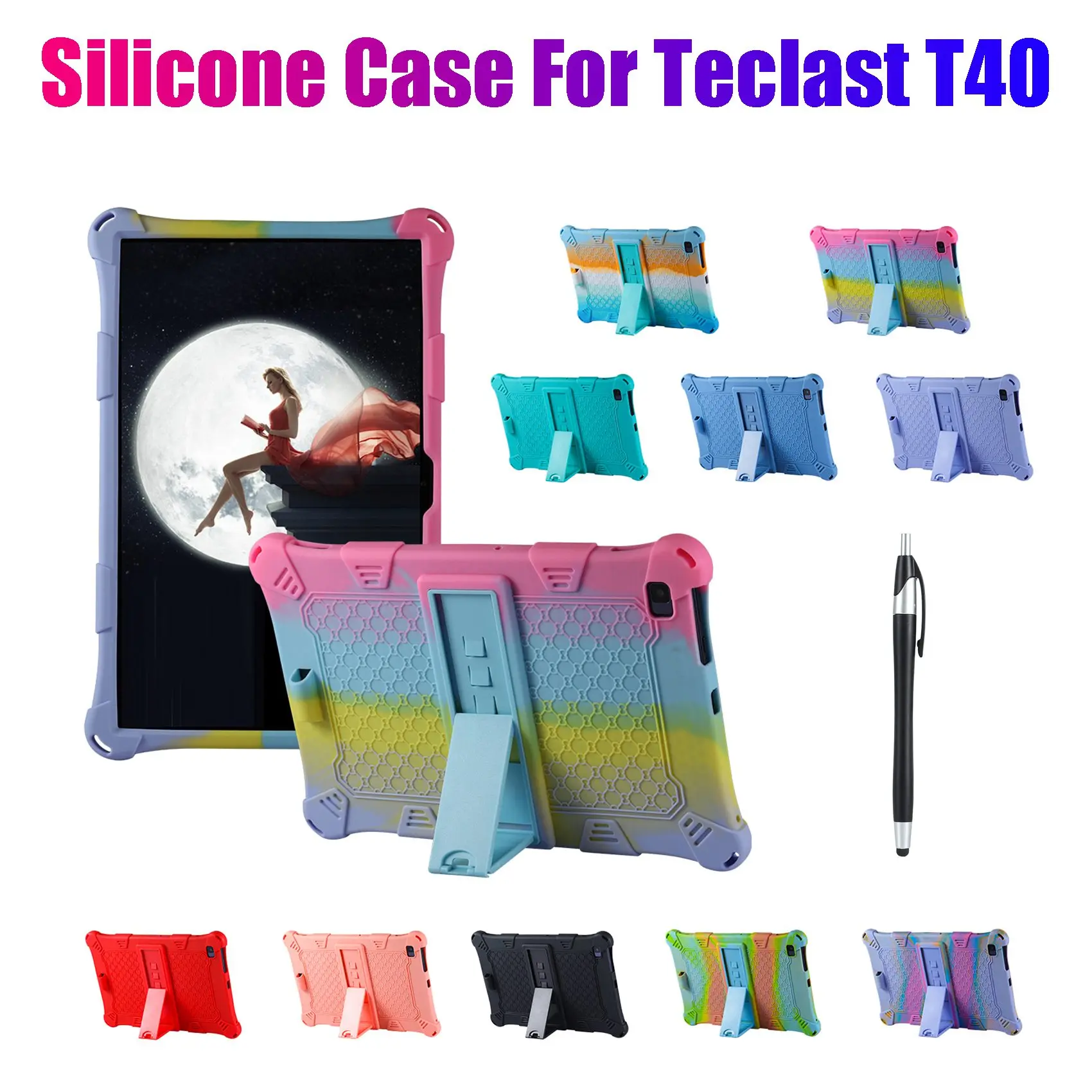 Funda de silicona para tableta Teclast T40 de 10,4 pulgadas, funda protectora anticaídas con soporte para tableta y