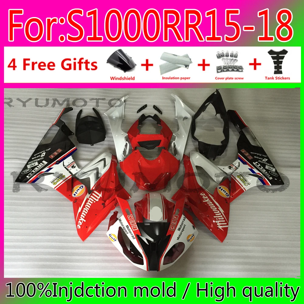 

Motorcycle Fairing For bmw s1000rr 2015 2016 2017 2018 Fairings kit bodywork ABS Plastic for BMW S1000RR 15 16 17 18 red silver