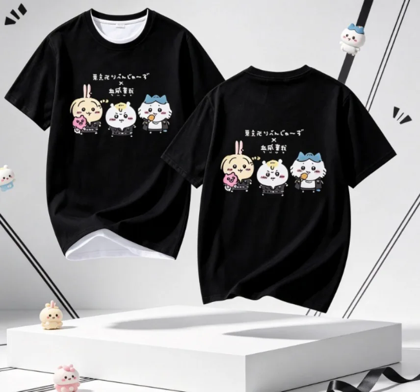 Chiikawa Is All Here! Adult Couple Soft Cute Cartoon 3D Print T-shirts Sports Leisure Breathable Short Sleeves FamilyMatching