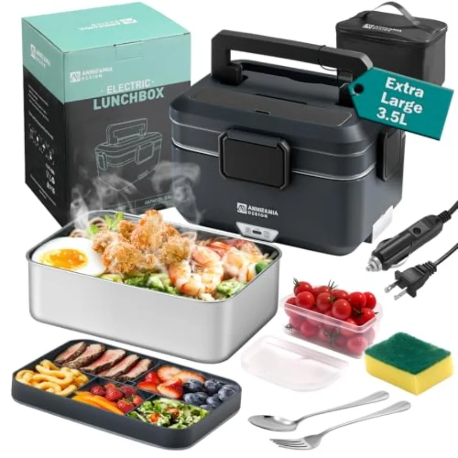 

Electric Lunch Box for Adults 100w 3.5L 2-Layer Portable Food Warmer Dual Mode 2.5L + 1L Heated Lunch Box for Adults Home/Car/O