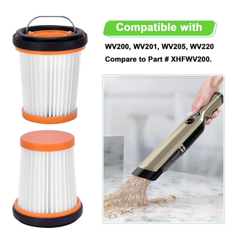 6 Pack Fabric Vacuum Filter With Brush For Shark WV201 WV200 WV205 WV220 WANDVAC Handheld Vacuum