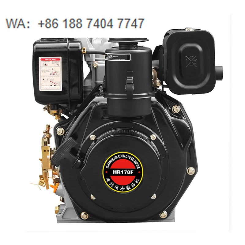 

5HP Hiearns 3.7kW Hand Start Diesel Engine HR178F G5 Shaft Italian Handle Flange Disc for Recoil Start