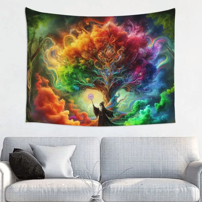Abstract Fantasy Landscape Canvas Wall Tapestry Art Tree Of Life Poster Prints For Living Room Home Decor Mural wall hanging