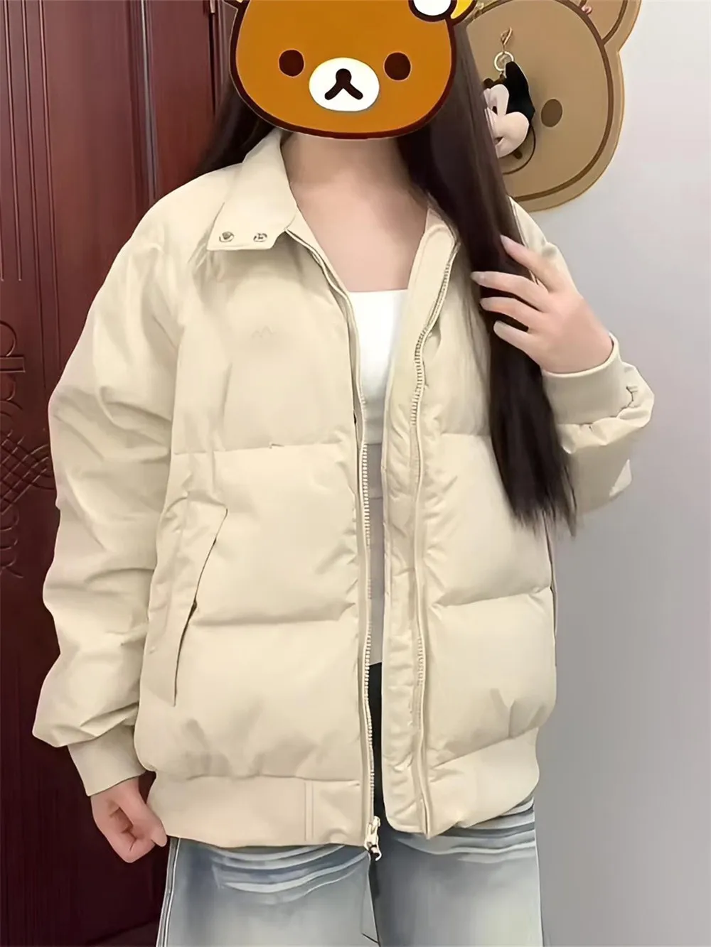 Trendy Retro Cotton Jacket Women's Loose Stand Collar Warm Coat Autumn Winter New Style Teenage Standard Body Fit Chinese Brand