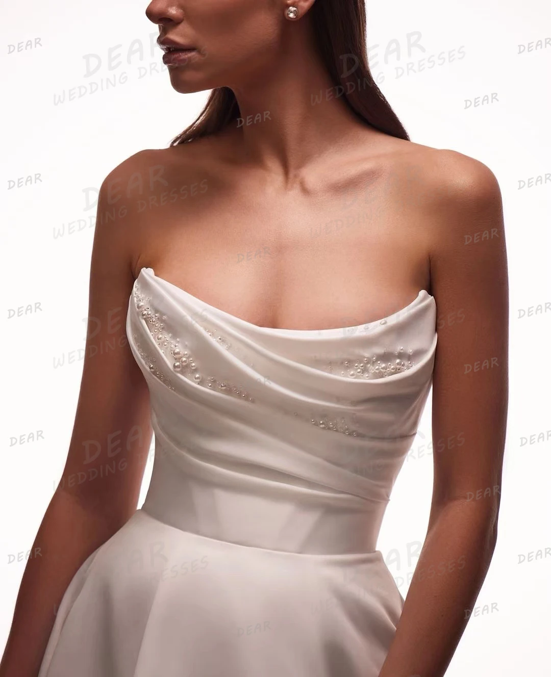 Vestidos de novia de lujo con cuello barco para mujer, línea A, Sexy, sin espalda, sin mangas, plisado, satén, fiesta Formal, princesa