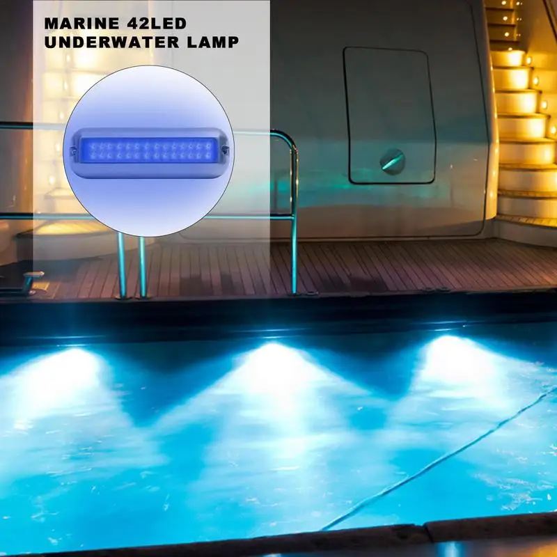 For Stern Anchor Lam 42 LED Under Water Marine Light Yacht IP68 Waterproof Stainless Steel Underwater Light Navigation Light