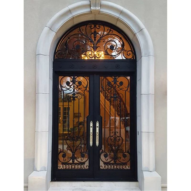 

Customization New Arrival House Exterior Entrance Security Pivot Door Front Main Gate Wrought Aluminum Slab Entry Doors
