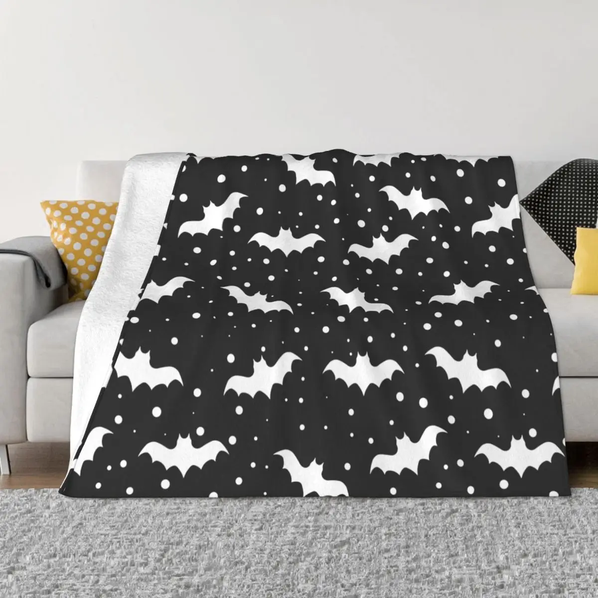 Bat Goth Happy Halloween Blankets Flannel Winter Multi-function Ultra-Soft Throw Blanket for Bedding Car Bedding Throws