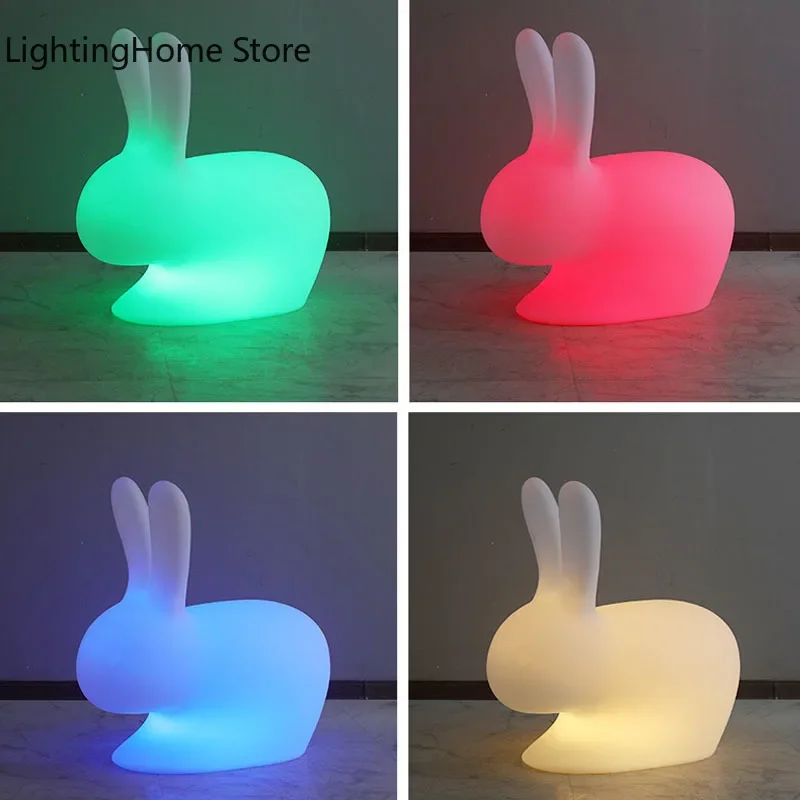 Rabbit Lamp LED Illuminated Remote Control Dimming Chargeable Outdoor Light Holiday Gift Children\'s Room Decoration Night Light