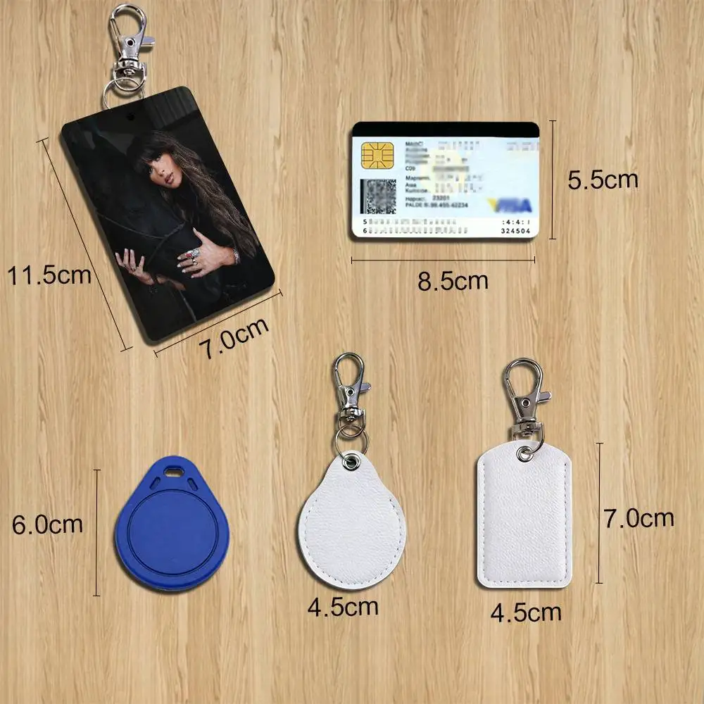 E-Ella Hungover langley Singer Access Card Case Leather Card Holder Keychain Key Ring Transportation Card Case Gifts
