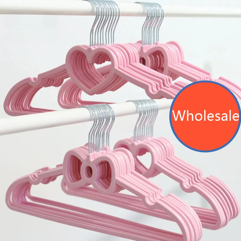내구성 ABS 핑크 러브 활 매듭 패턴 행어, 옷장 보관용, 미끄럼 방지 행잉 정리함 랙, 5 개, 10 개, 20 개