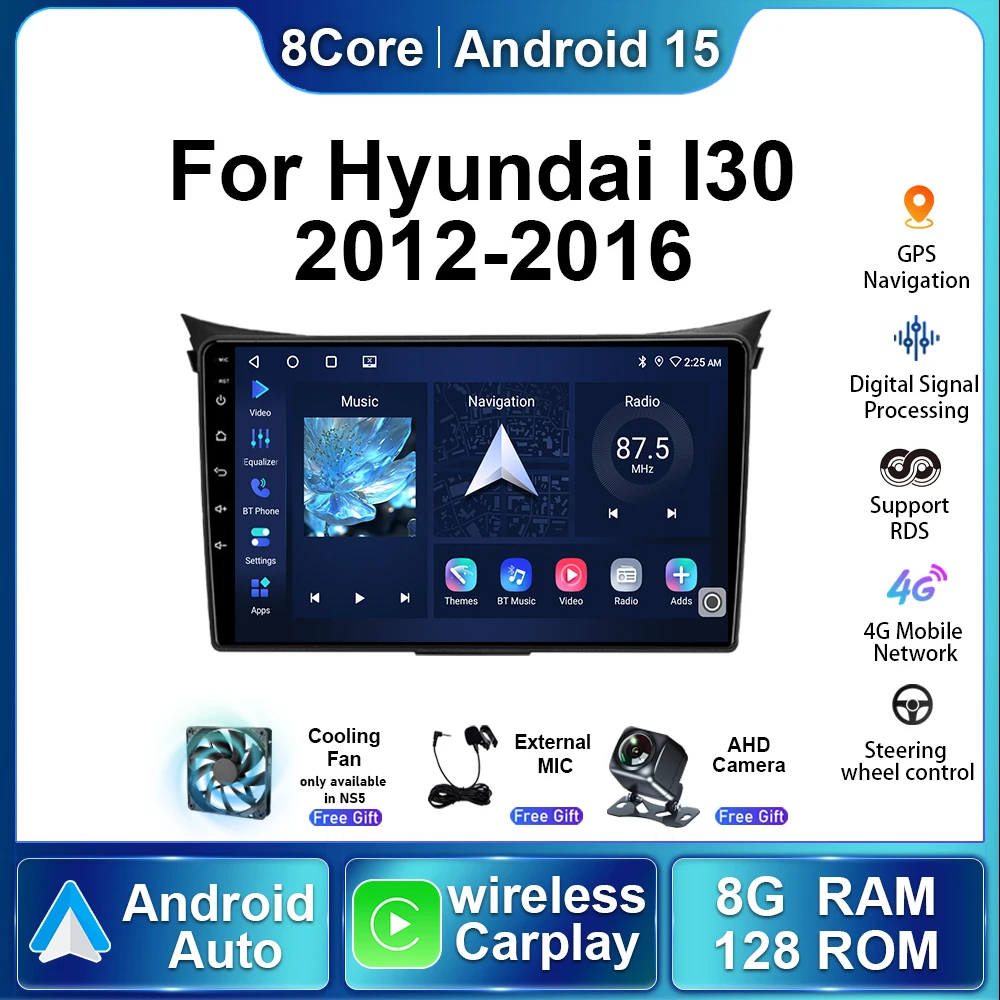 

Car Radio Carplay Touch Screen For Hyundai I30 Elantra GT 2012- 2016 Android15 Autoradio Multimedia Player Stereo Navigation GPS