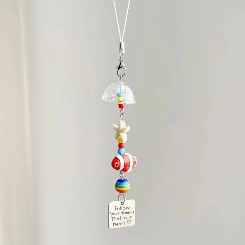 

Новый мультяшный брелок Lucky Fish, водонепроницаемый легкий мобильный ремешок с защитой от потери, многофункциональный колокольчик в виде морской звезды