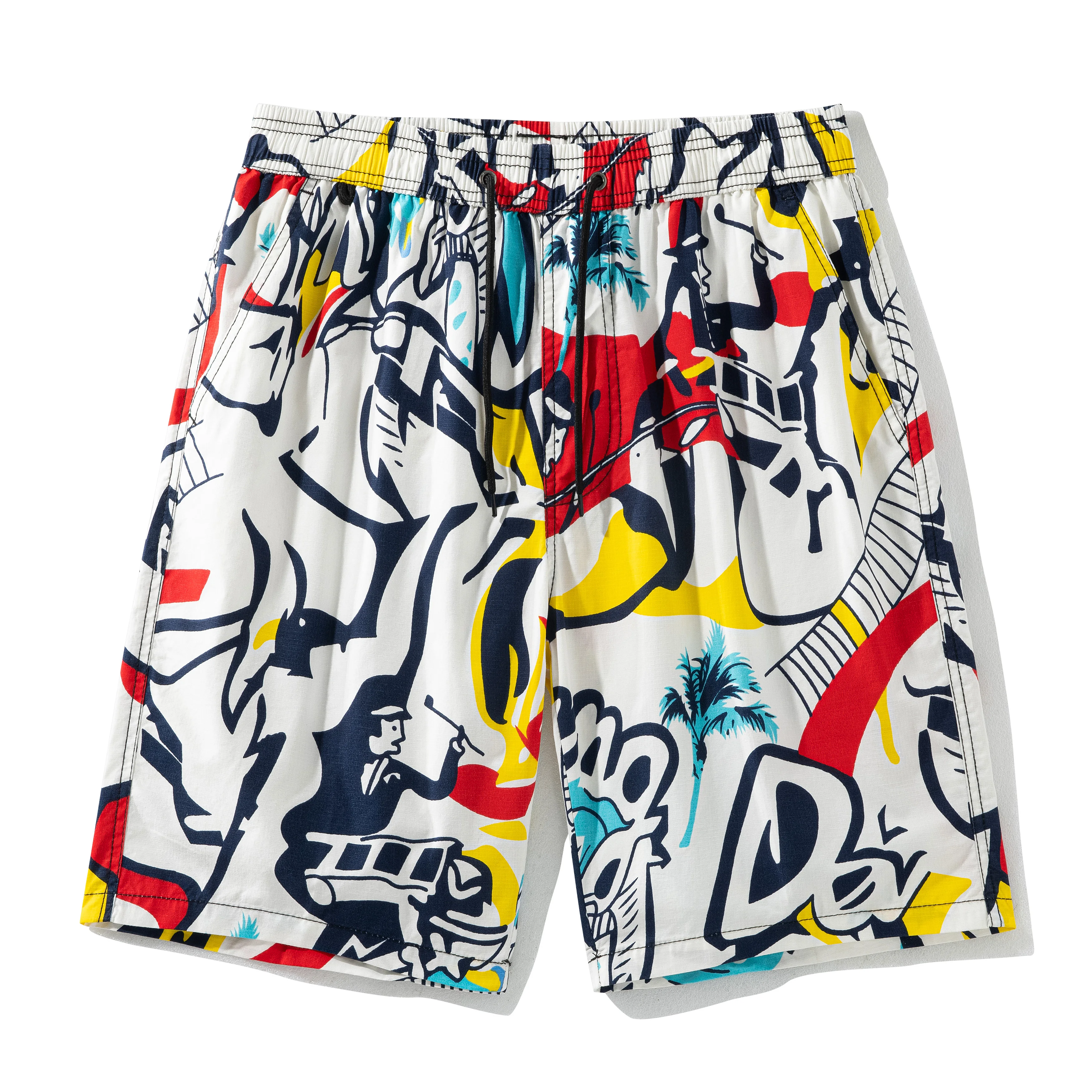 

Summer washed pure cotton breathable and skin friendly five quarter shorts for men's outdoor sports and leisure pants, beach sho
