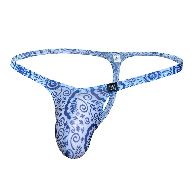 Leopard Ice Silk Men's T-panties Sexy Bugle Pouch Thongs Male Lingerie Tanga Low Rise Man Underwear G-Strings Elasticity Slips