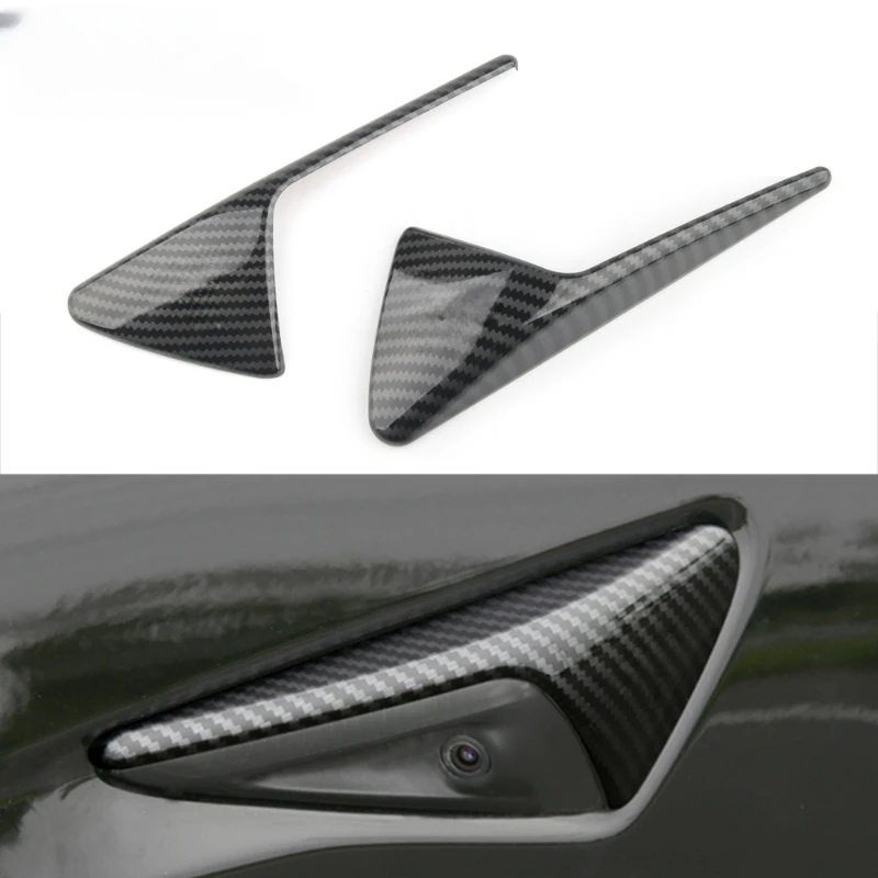 Side Camera Cover Carbon Fiber ABS Wing Fender Protection Sticker for Tesla Model 3 Y Modification Decor Accessories 2021-2023