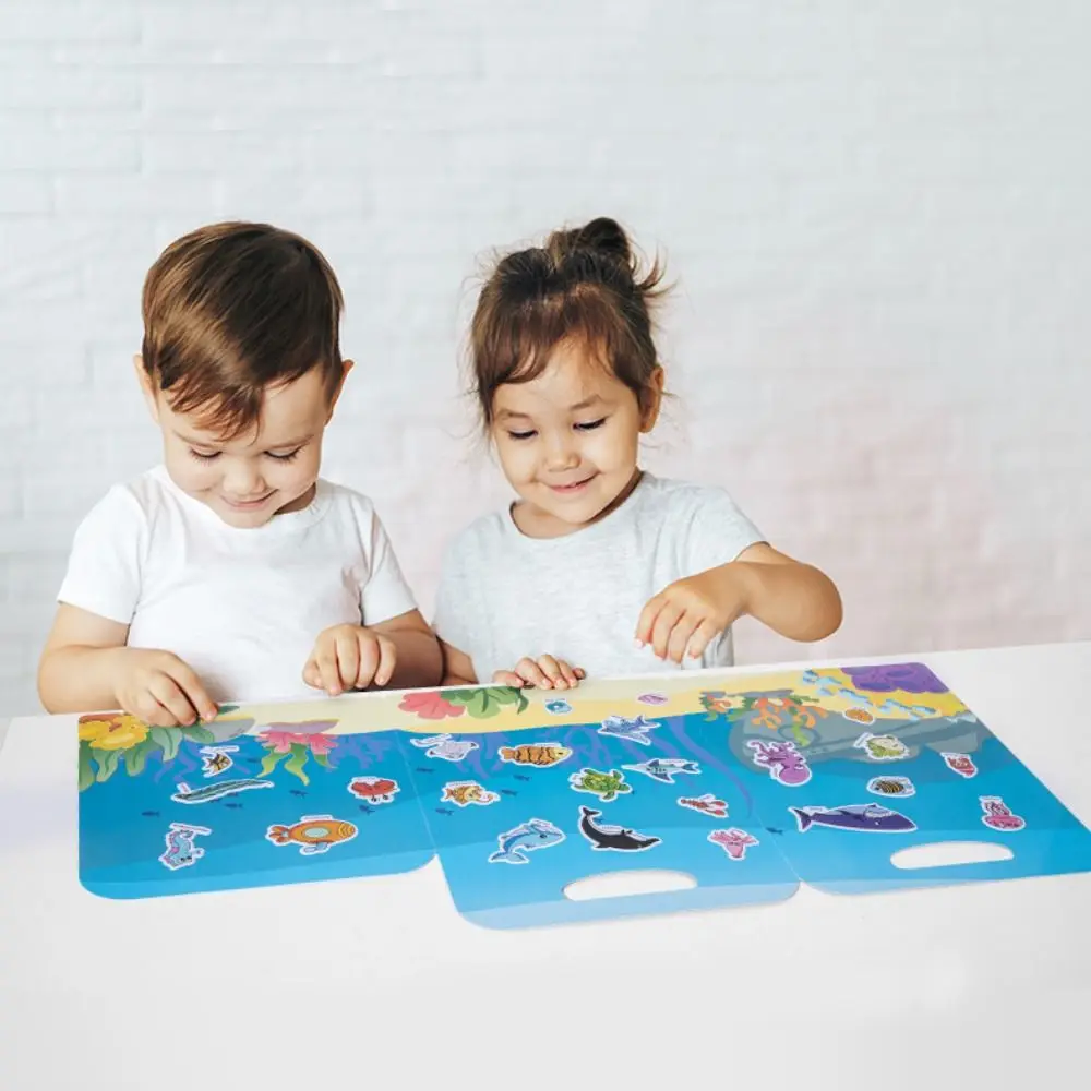 

Reusable Children Scene Stickers Multiple Scenarios Cartoon Animal Reusable Sticker Book Cards Scrapbook DIY Hand-on