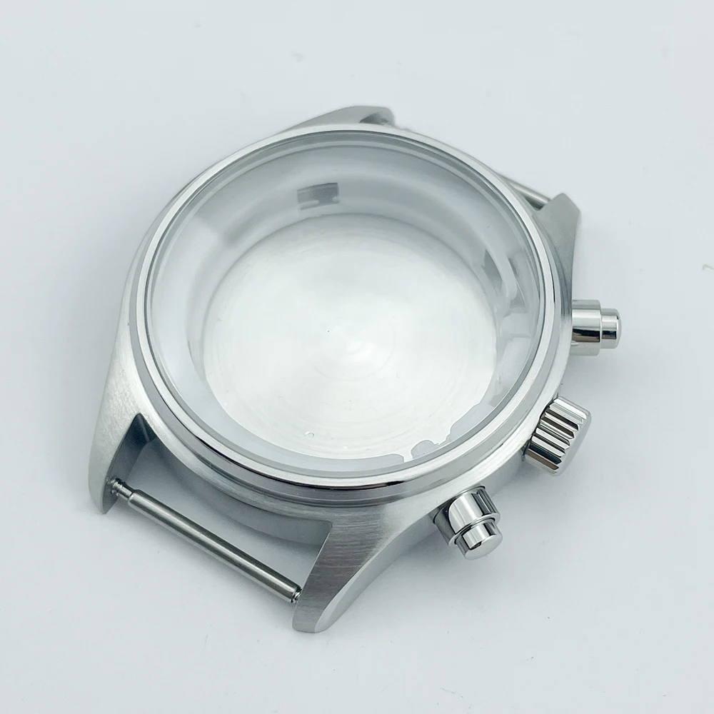 43mm Pilot Watch Case Chronograph Solid Stainless Sapphire Crystal 5ATM Compatible with 37.7mm Dial Miyota 0S00
