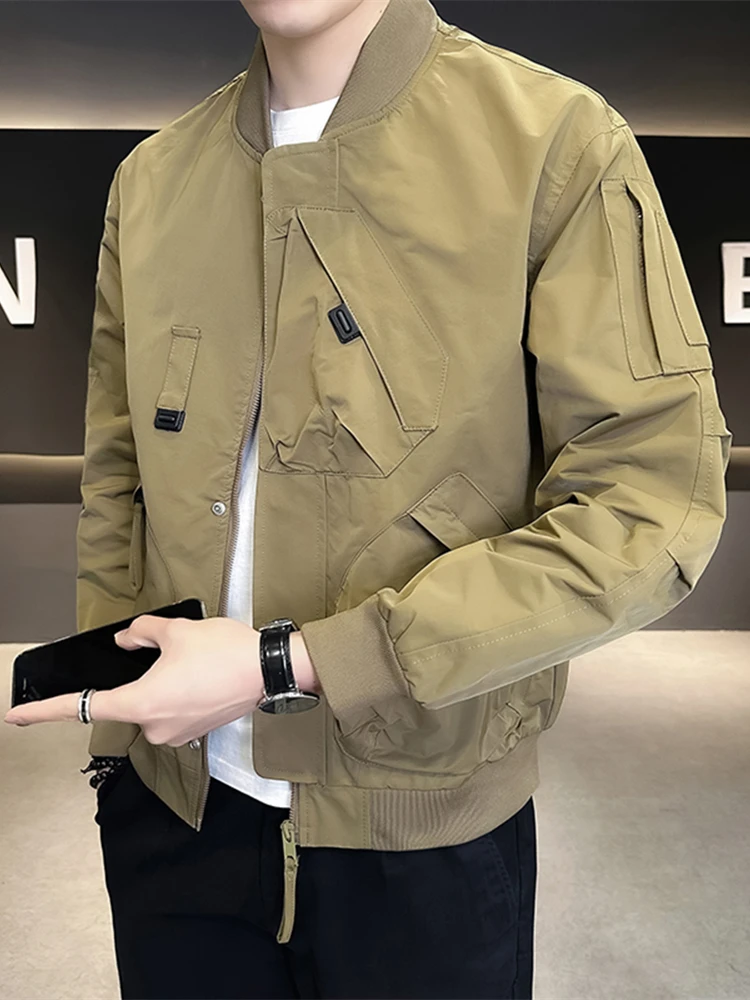 

Мужская повседневная рабочая куртка-бомбер из ткани Окс, весна-осень, новая коллекция, брендовая, приталенная, для бейсбола, длинная...