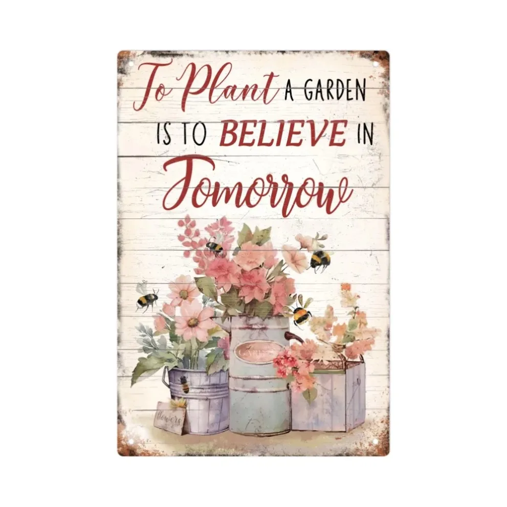 ديكور فني جداري لحديقة المنزل، لافتة نباتات الزهور الملهمة غدًا لمتجر بائع الزهور في الفناء الخلفي #4