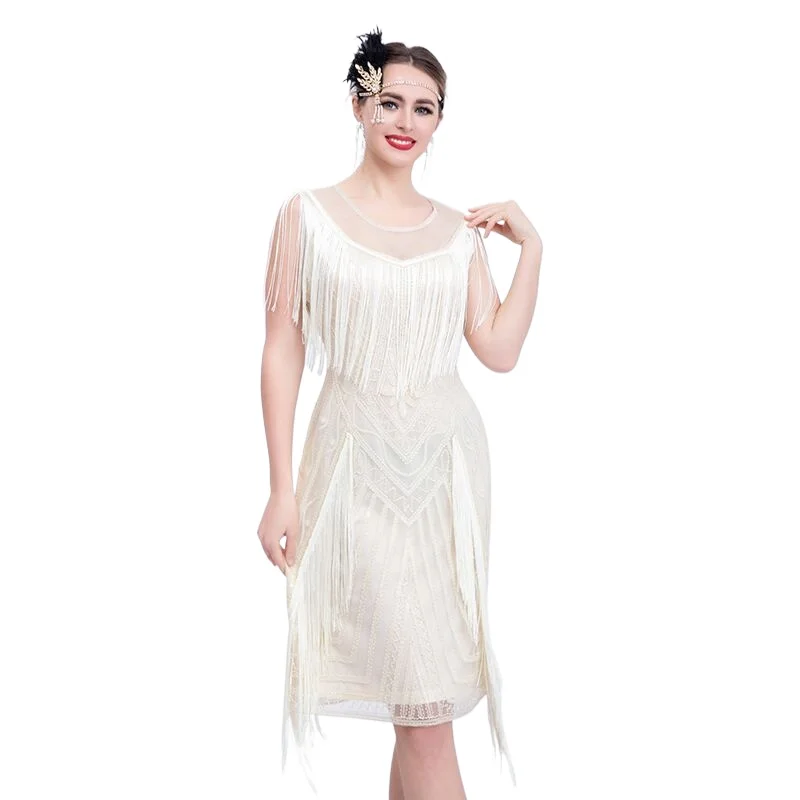 New 1920s Vintage Sequin Tassel Dress for Women Gatsby High-end Banquet Party Wedding Evening Dress Charleston Dance Dress