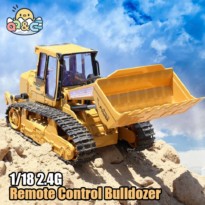 1/18 RC Bulldozer Control remote Car 2.4G Radio Controlled Car Tractor Model Engineering Building Construction Toys for Kid Gift