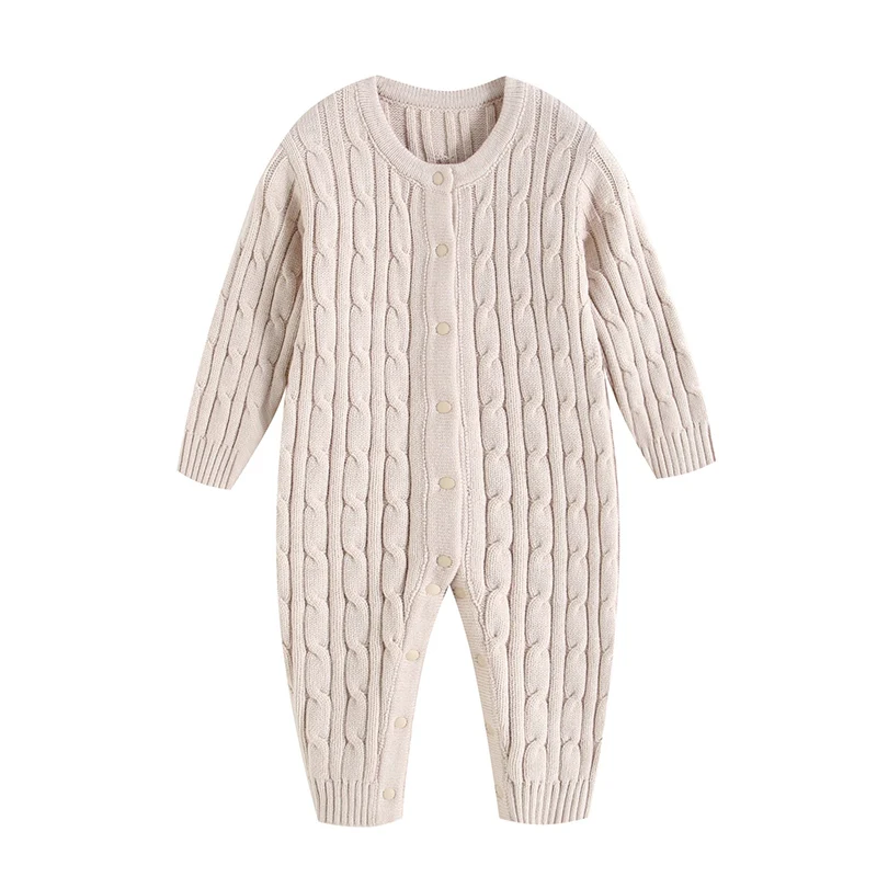 ربيع جديد 2026 ملابس أطفال 0-24 متر رومبير محبوك للأطفال البنات والأولاد بأكمام طويلة بلون سادة بدلة تسلق على الطراز الكوري #2