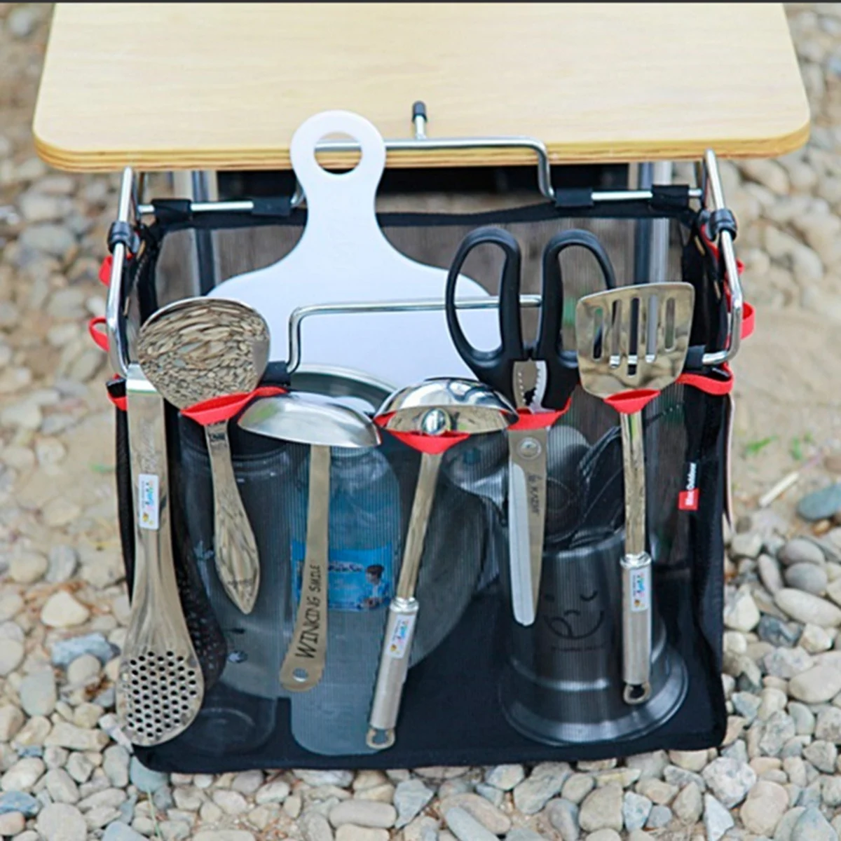 

Portable Storage Net Bag for Camping Picnic Kitchen Table Wire Bracket Hanging Mesh ganizer Lightweight Foldable PVC Board