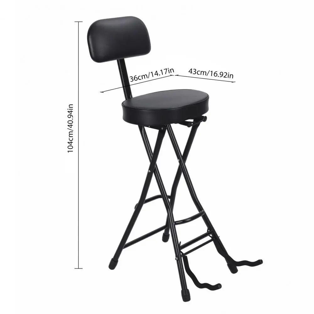 مقعد جيتار مع وسادة مبطنة شديدة التحمل ومسند ظهر مريح كرسي قابل للطي مع حامل جيتار للكبار مقعد قابل للطي محمول #6