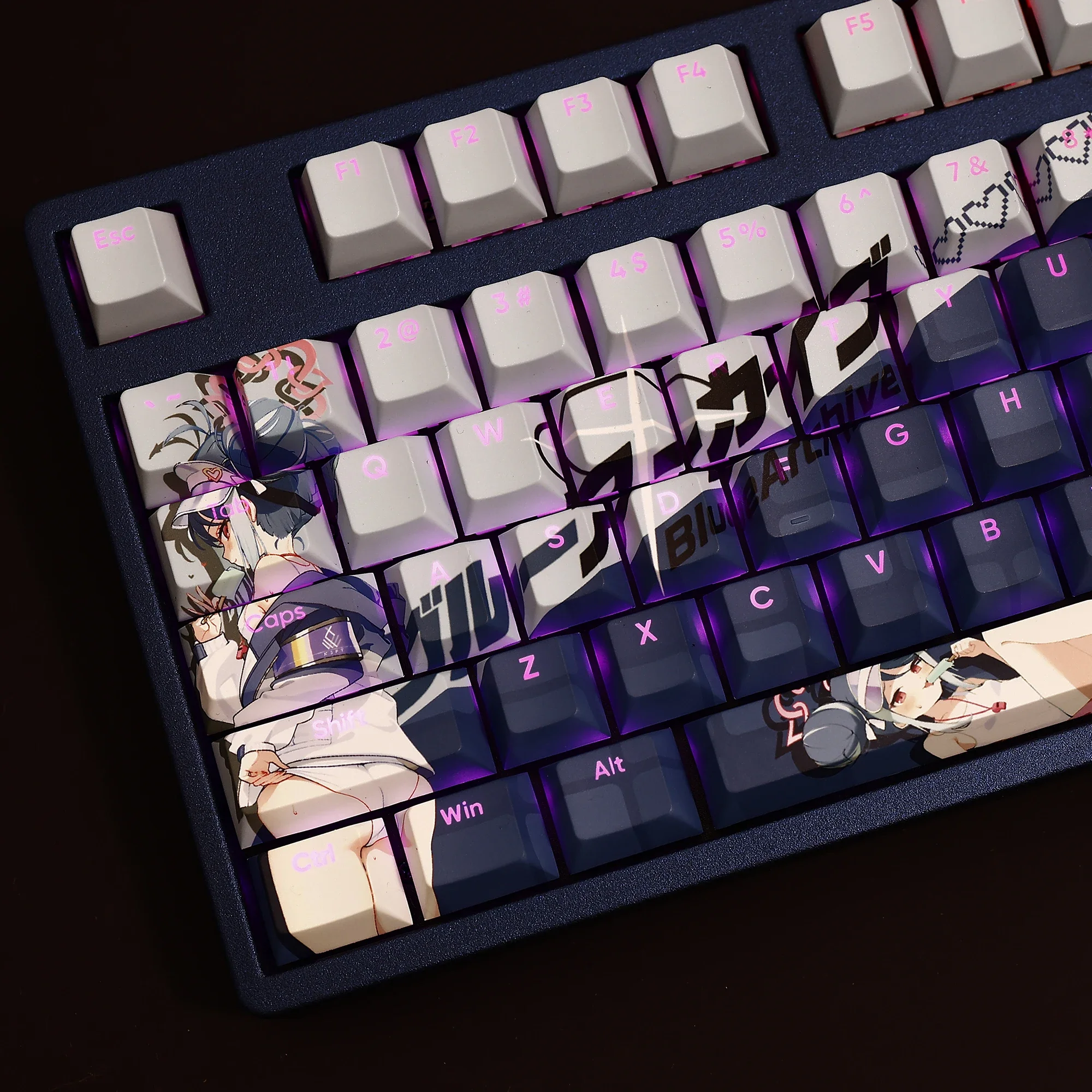 108 Keys/Set Blue Archive Nemugaki Fubuki Swim Ver. PBT Keycaps Anime Game Key caps Cherry Height for DIY Mechanical Keyboard