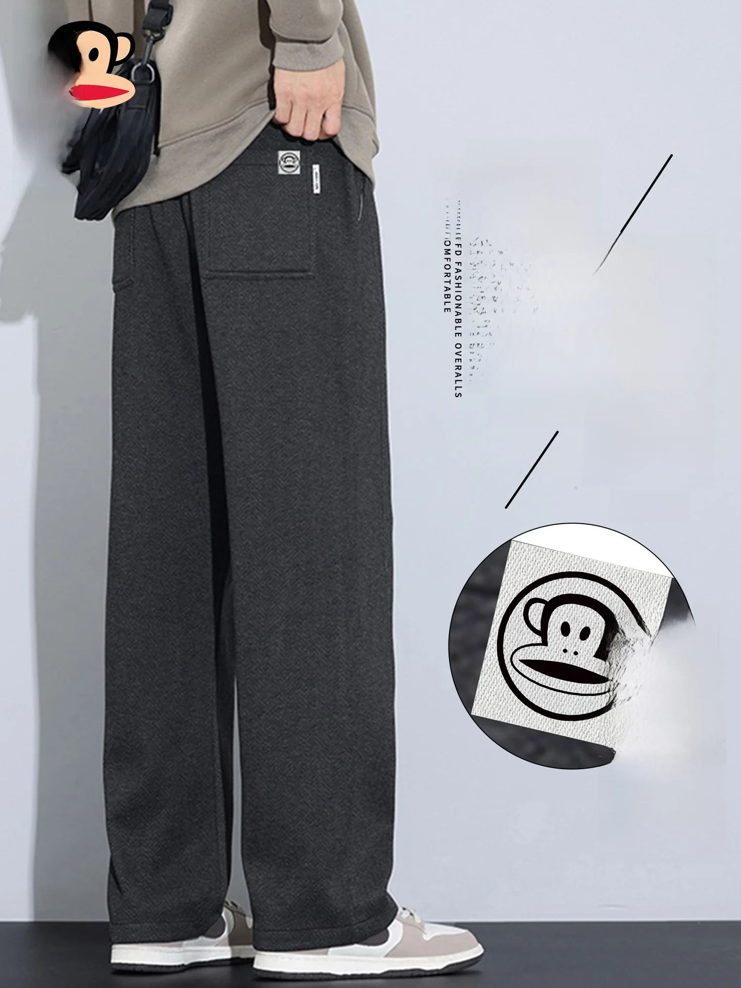 

Мужские повседневные брюки PaulFrank, прямые, утепленные, на флисовой подкладке, свободного кроя, зимние, новые, комфортные, прямые брюки-трубы