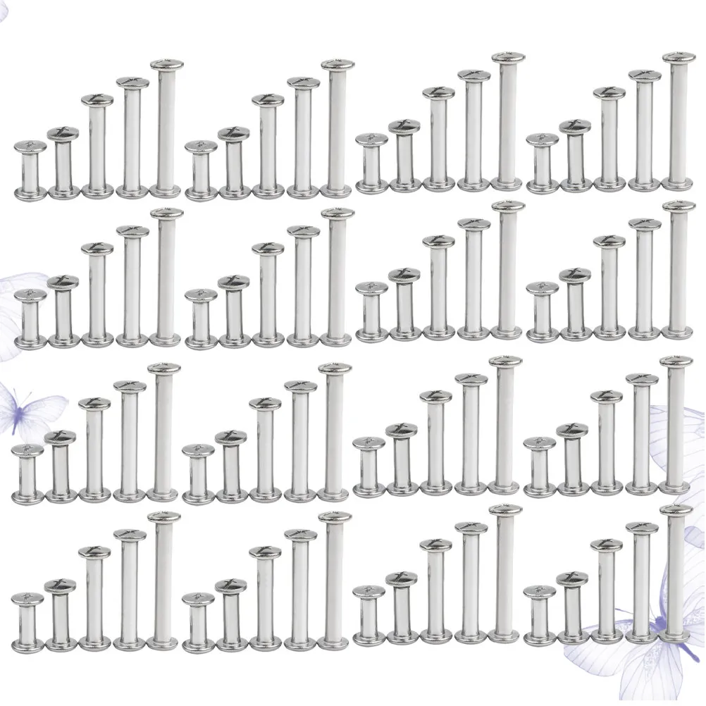 120Pcs Steel Screw Spikes for Photo Album Menu Desk Calendar Book Craft Fixing Rod Length 6Mm 12Mm 18Mm 25Mm Cross Head Rivets