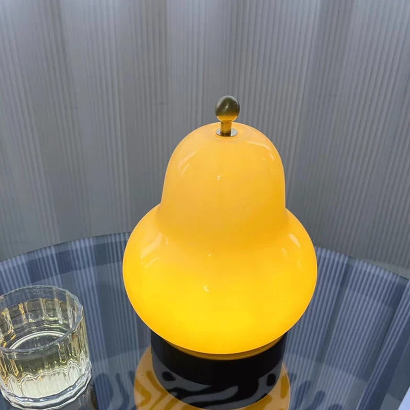 Pear Shaped Glass Table Lamp Suitable For Bedside Bedroom Study Living Room Decorative Night Light Home Decor