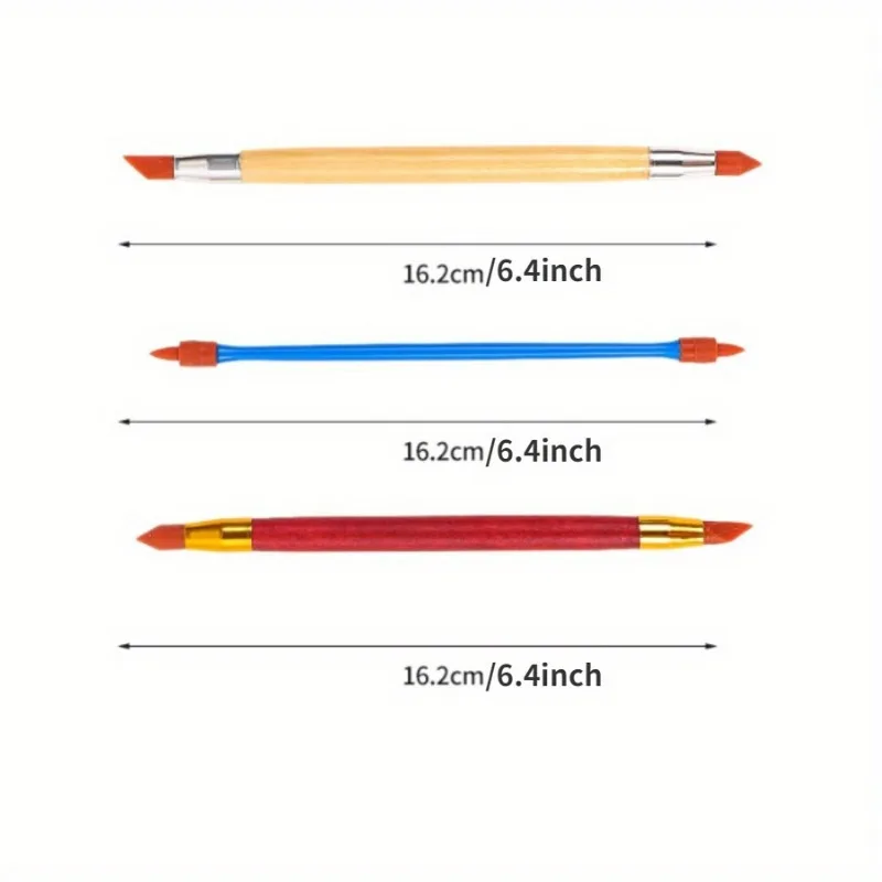 Multi-Funcional Silicone Double-Head Pen, Pen Tool, Fine Sculpting e Shaping, Cerâmica, Polímero, Argila, 3Pcs Set