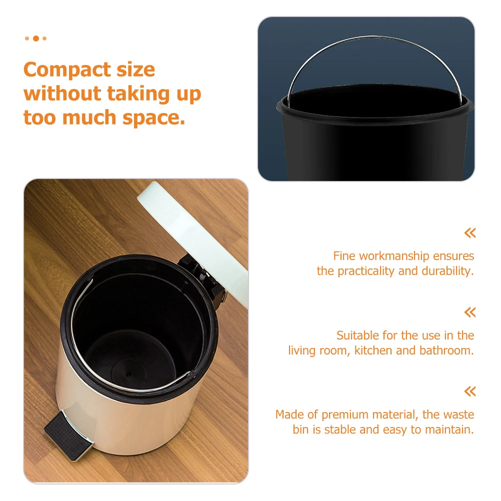 

Pedal Trash Can Bin Kitchen Waste Garbage Bathroom with Lid Household Iron Office Countertop