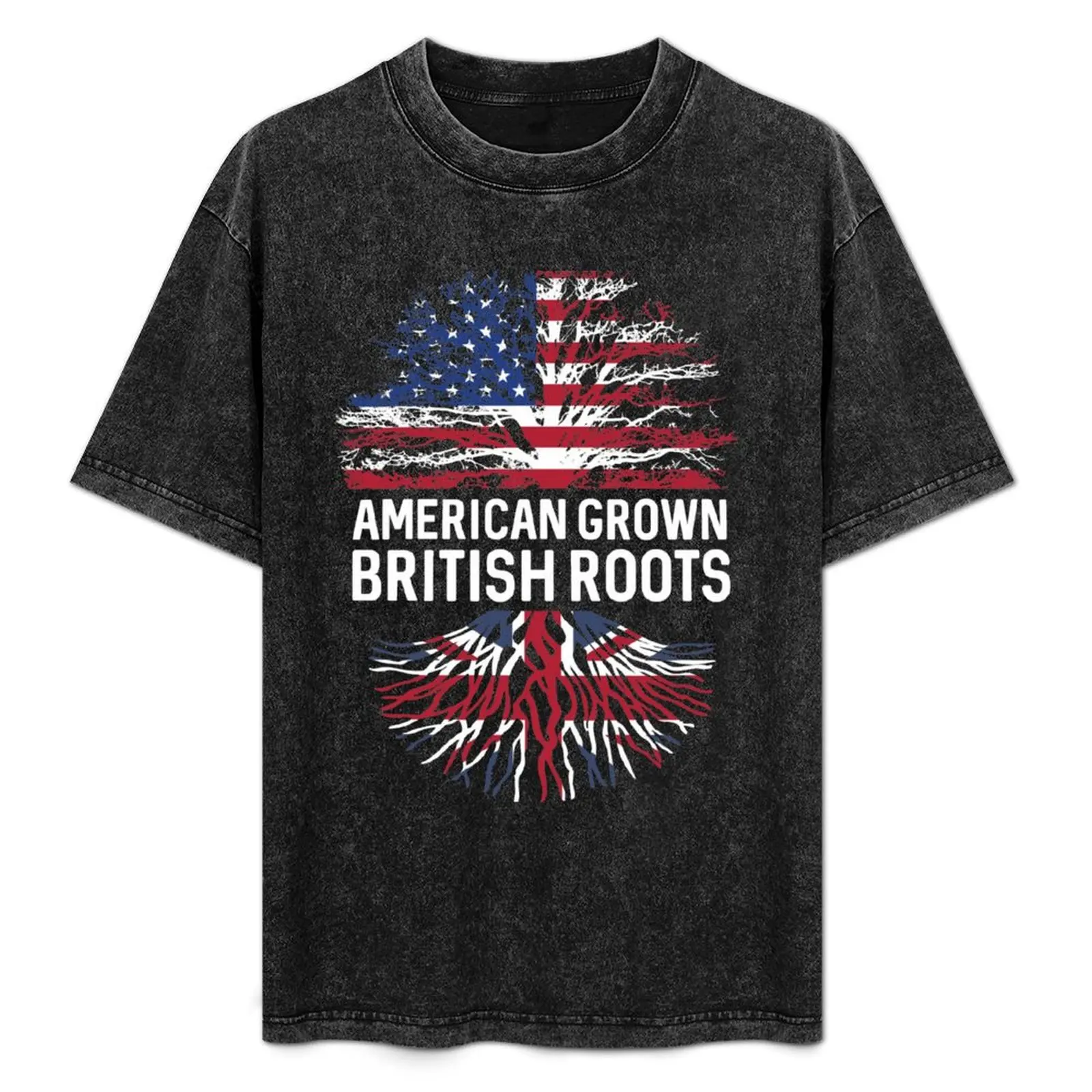 

American Grown British roots US and Union Jack flag tree T-Shirt quick drying sublime men tshirt