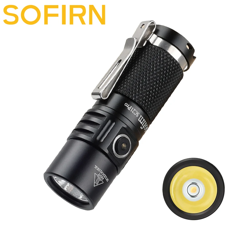 Sofirn SC21 Pro Anduril 2.0 Mini 16340 Powerful LED Flashlight USB C Rechargeable 1100lm LH351D 90CRI