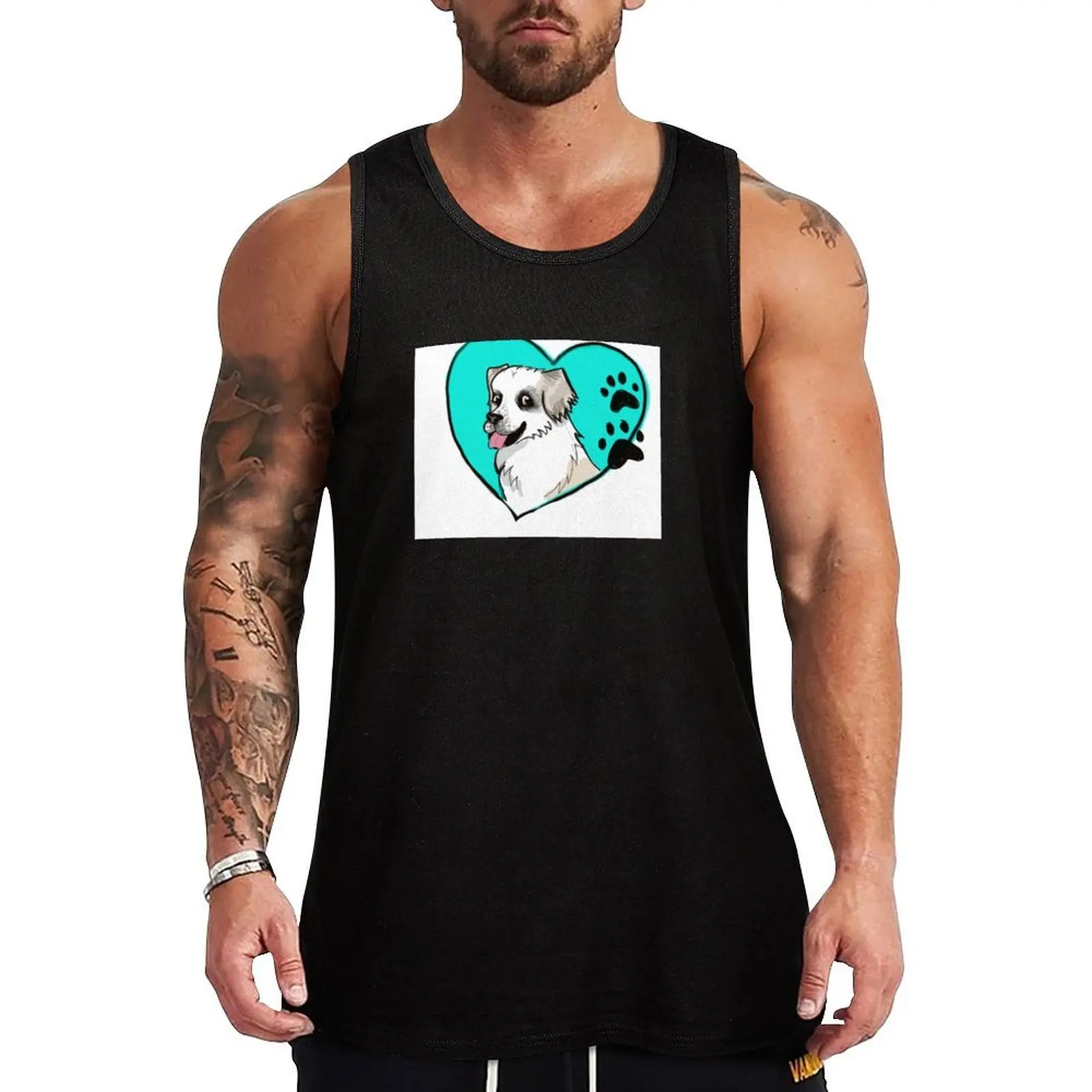 

Ushi the Dog Tank Top Modern Print Tank Top Contemporary Graphic Shirt