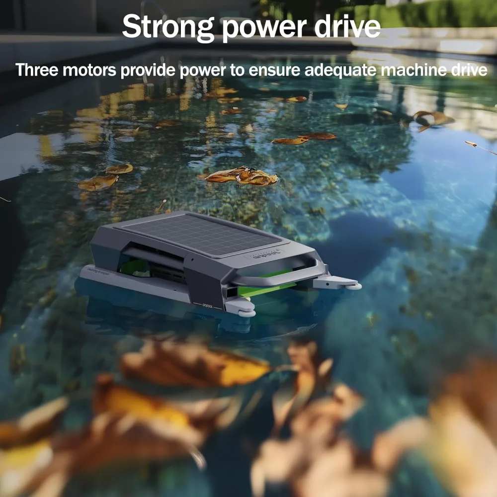 P1 Robotic Pool Skimmer with Dual Charging Options – Solar-Powered, Automatic Decoupling, and Efficient Pool Surface Cleaning
