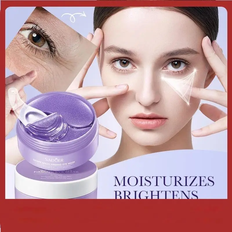 60 Pcs Under Eye Pads Grape Collagen Mask Hydrating Anti Aging WrinklesHot