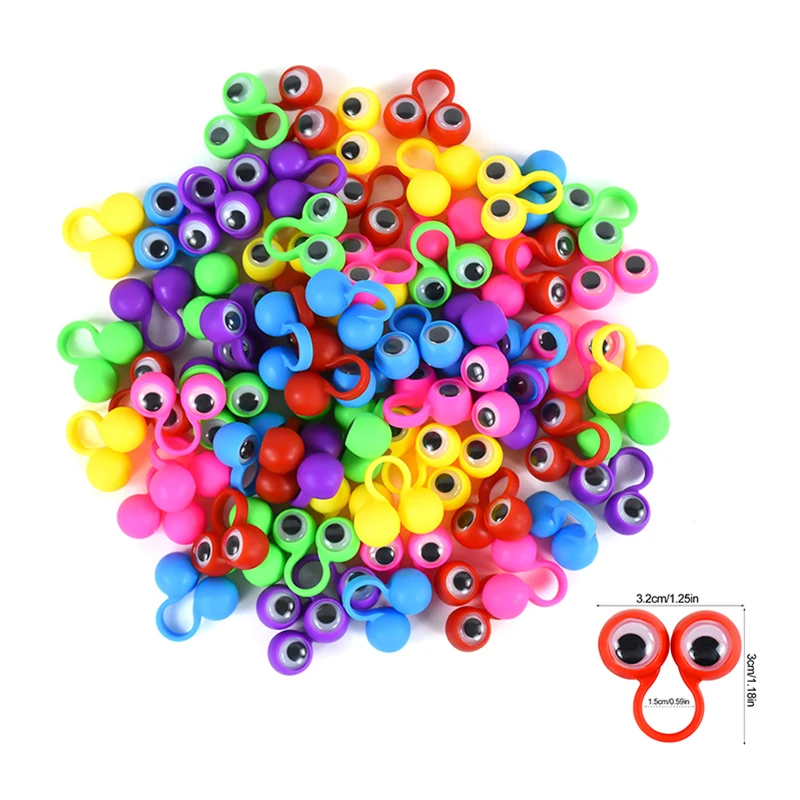 10/20pcs Colorful Finger Puppets Plastic Ring Wiggly Eyeball Kids Birthday Party Favors Goodie Bag Stuffer Pinata Fillers Toys