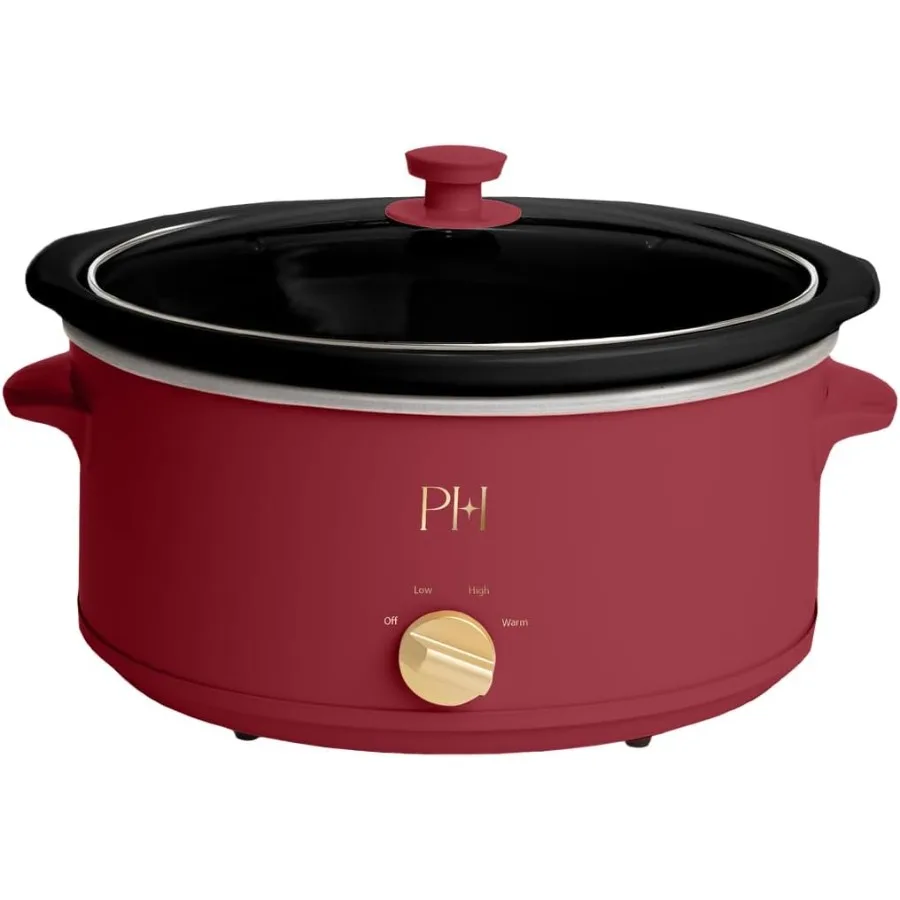 

6Quart Manual Slow Cooker with Three Settings Low High Warm for Home Cooking Naturally Nonstick and Dishwasher Safe Stoneware I
