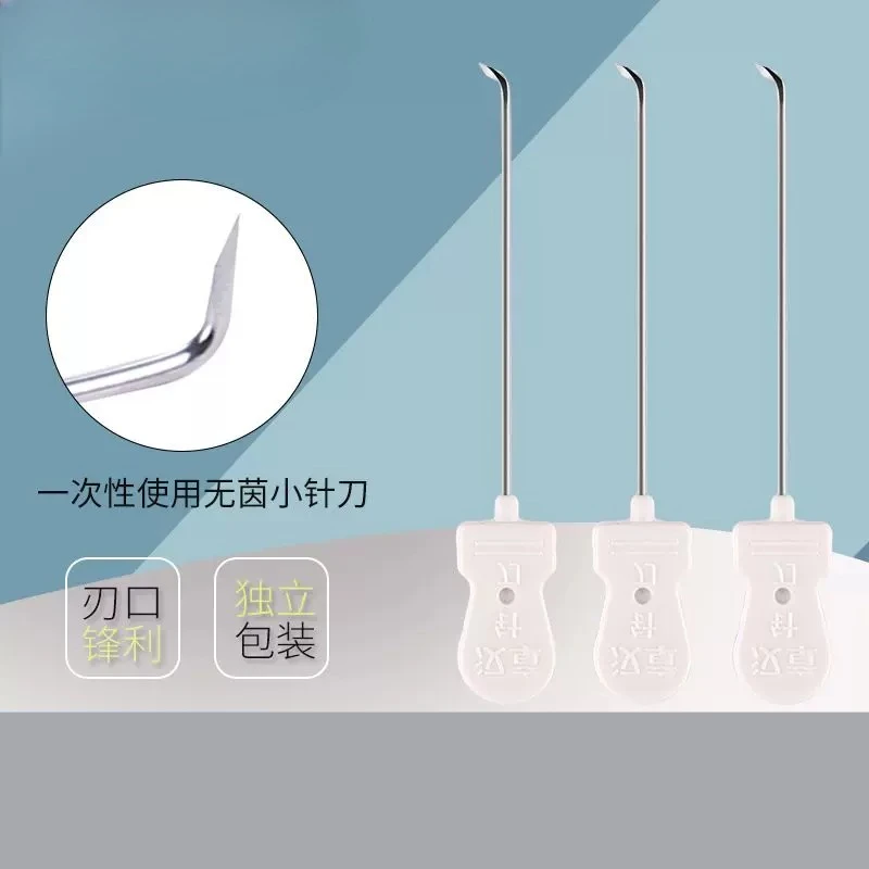 50Pcs Sterile Acupuncture Needle Knife Sharp Curved Hook Type Huayou 1.0x50mm 1 box 50 pieces