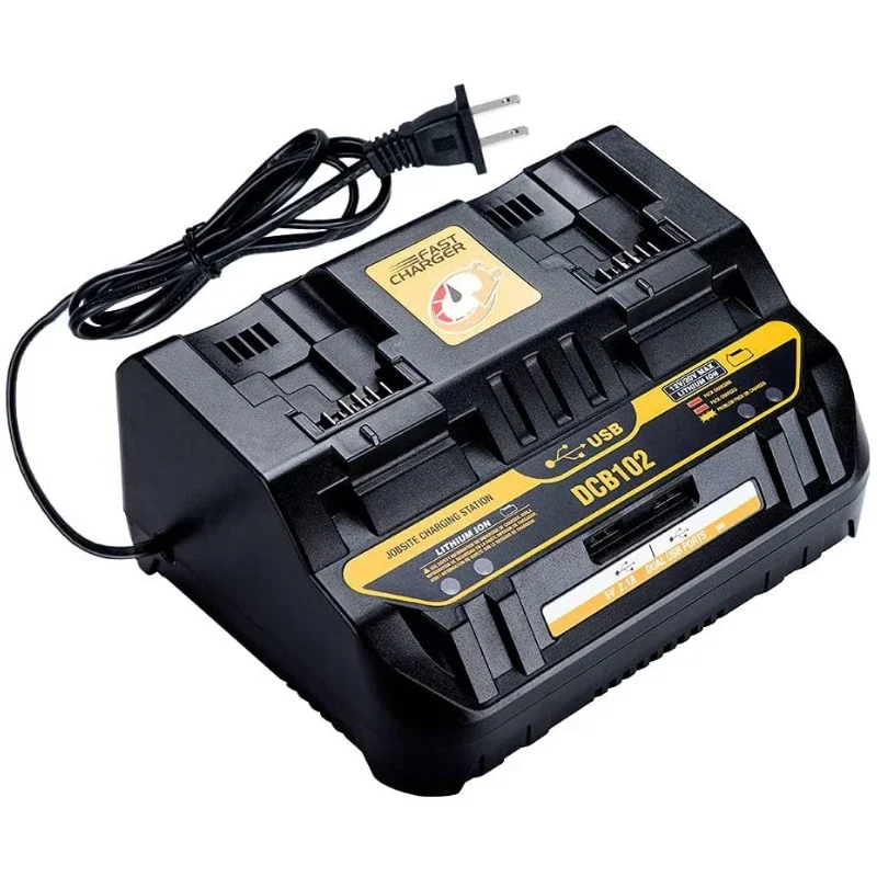 ZWINCKY DCB102 ładowarka Rapid 2 Port przesuwny 4A prąd ładowania USB 2A DCB200 DCB140 dla Dewalt 14.4V 18V bateria litowa