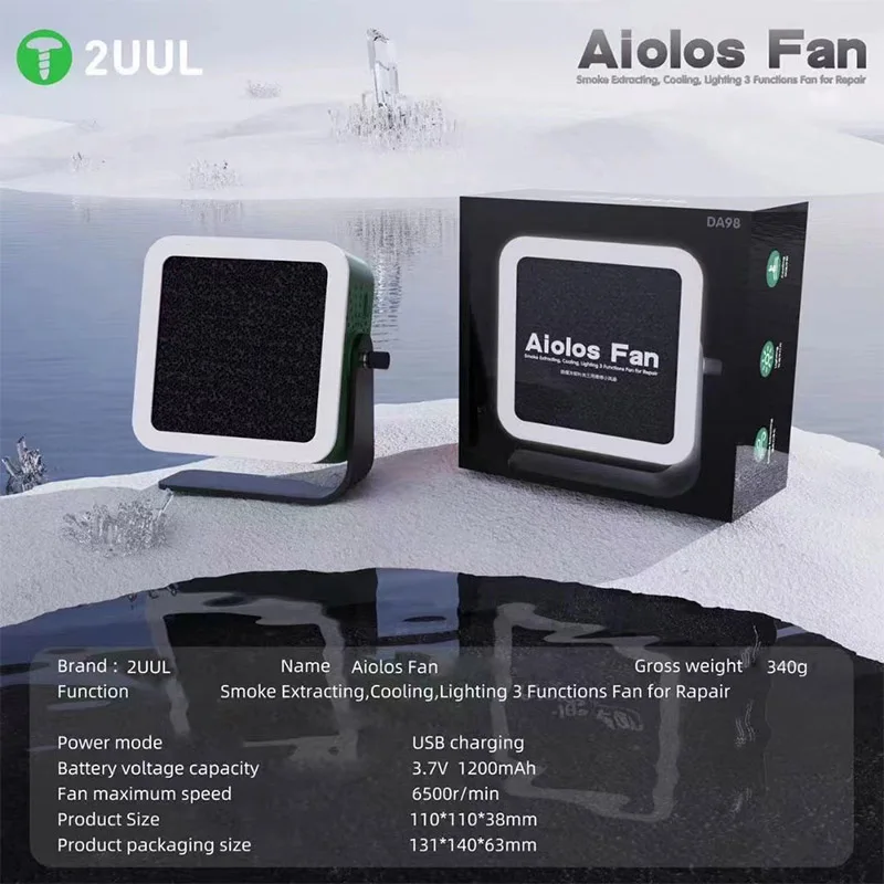 2uul Aiolos Ventilator 3 In 1 Rookafzuiging Koelverlichtingsventilator Voor Moederbord Reparatie Draagbare Pcb Lasreparatie Koelventilator