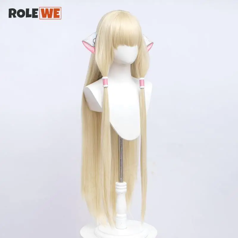 ¡Nuevo! Peluca de Cosplay de Anime Chobits Chi, 100cm de largo, recto, dorado claro, resistente al calor, pelucas de fibra + gorro de peluca