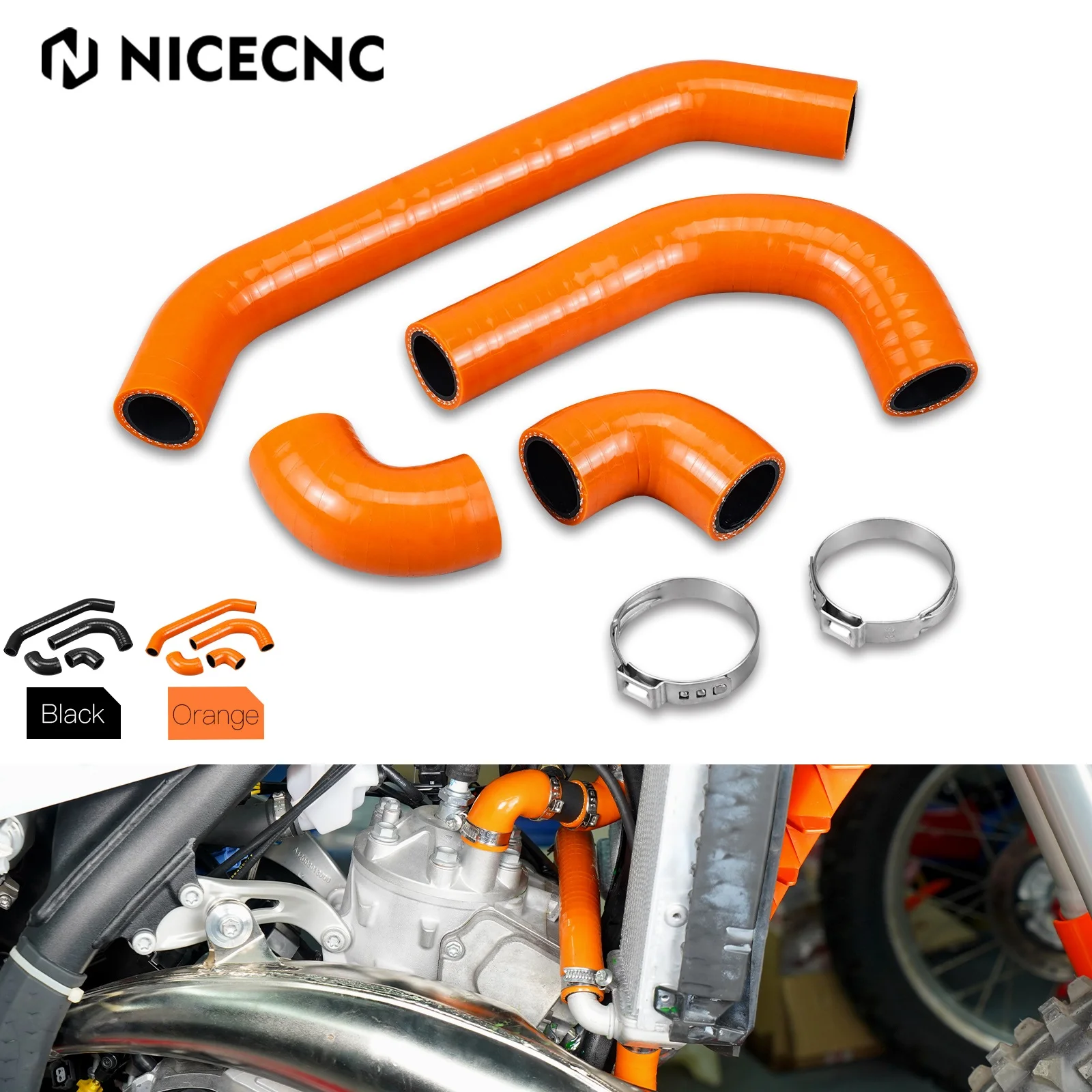 

NICECNC For KTM EXC300 EXC 300 EXC 250 XCW 300 250 2024 XC SX 300 250 2023 Motocross Silicone Radiator Coolant Hose Clamps Kit